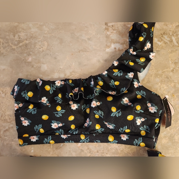 S/S 🖤VS Swim One Shoulder Bikini Top Brazilian Bikini Set Black Lemon - Picture 2 of 4